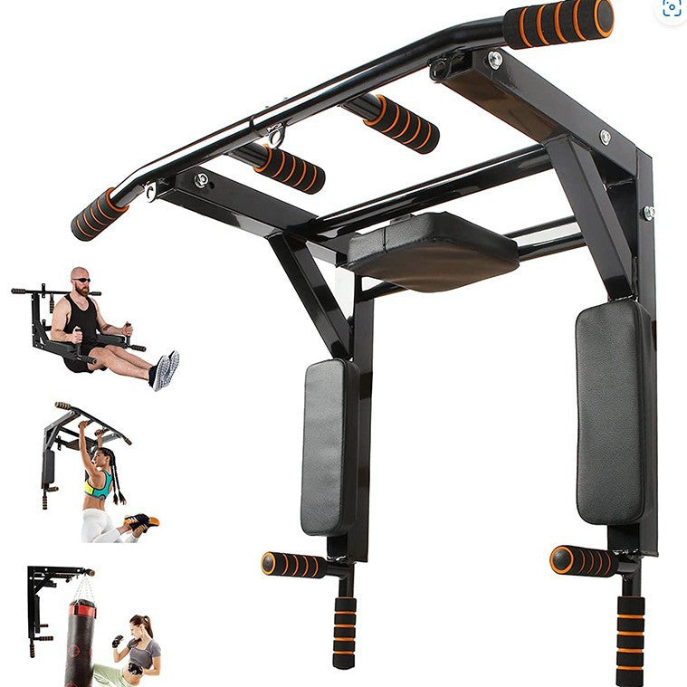 Wall Mounted Fitness Rack with Pull Up and Parallel Bars