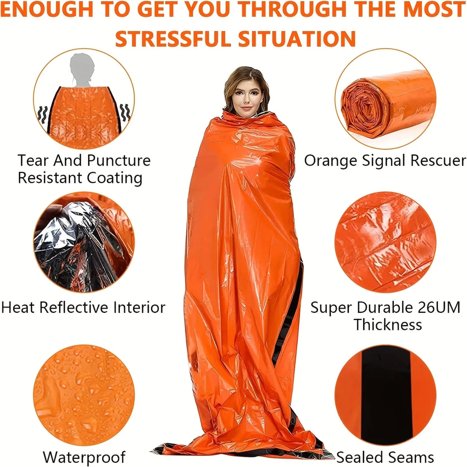 Portable Waterproof Emergency Survival Sleeping Bag for Camping and Rescue
