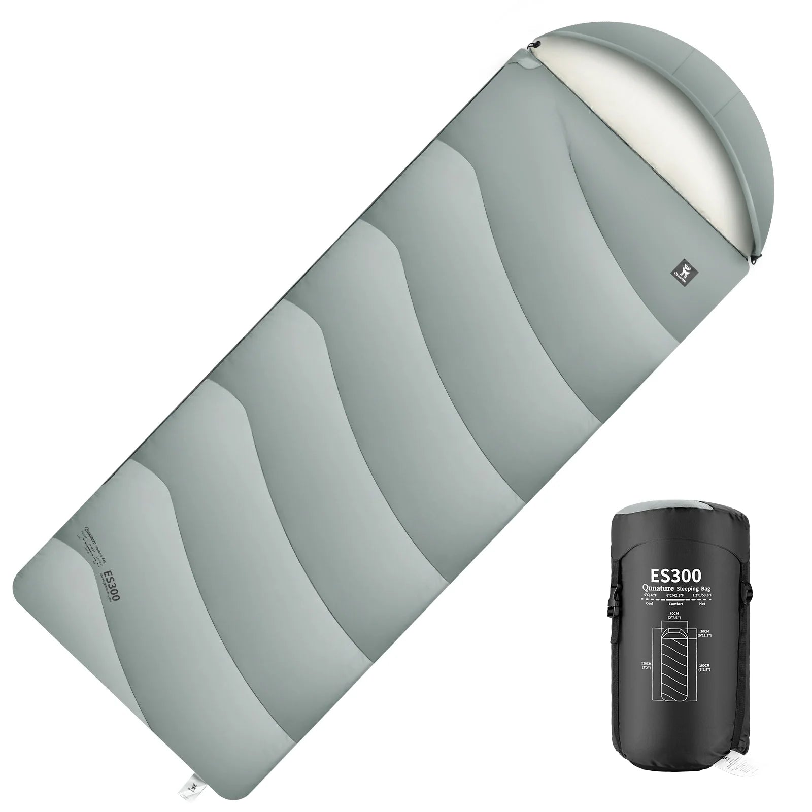 Cotton Envelope Sleeping Bag with Compression Sack for Camping