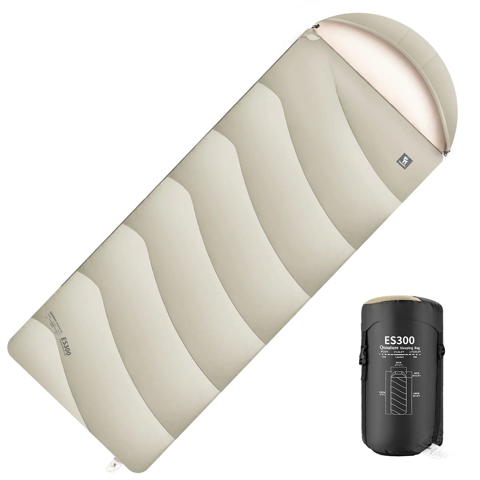 Cotton Envelope Sleeping Bag with Compression Sack for Camping