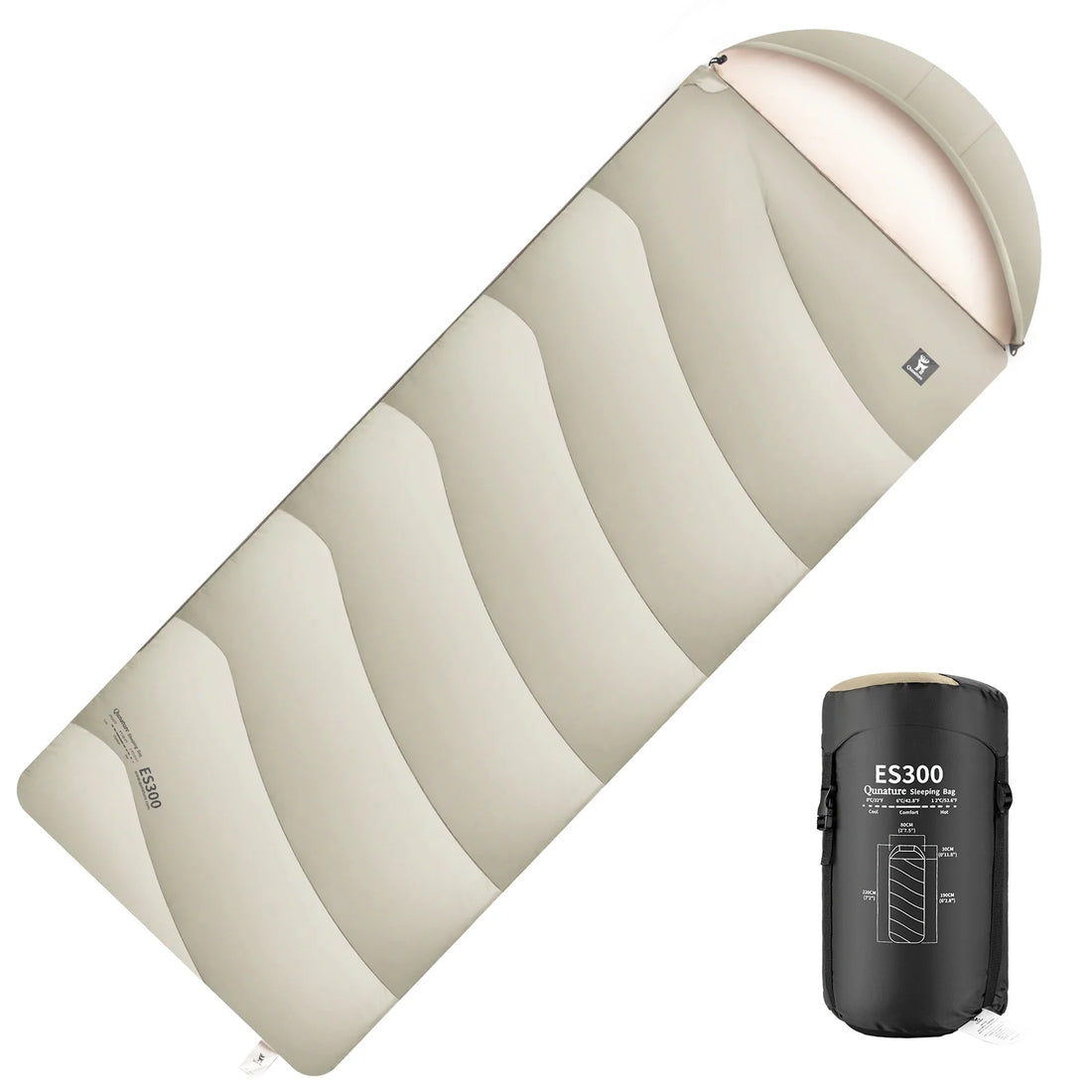 Cotton Envelope Sleeping Bag with Compression Sack for Camping