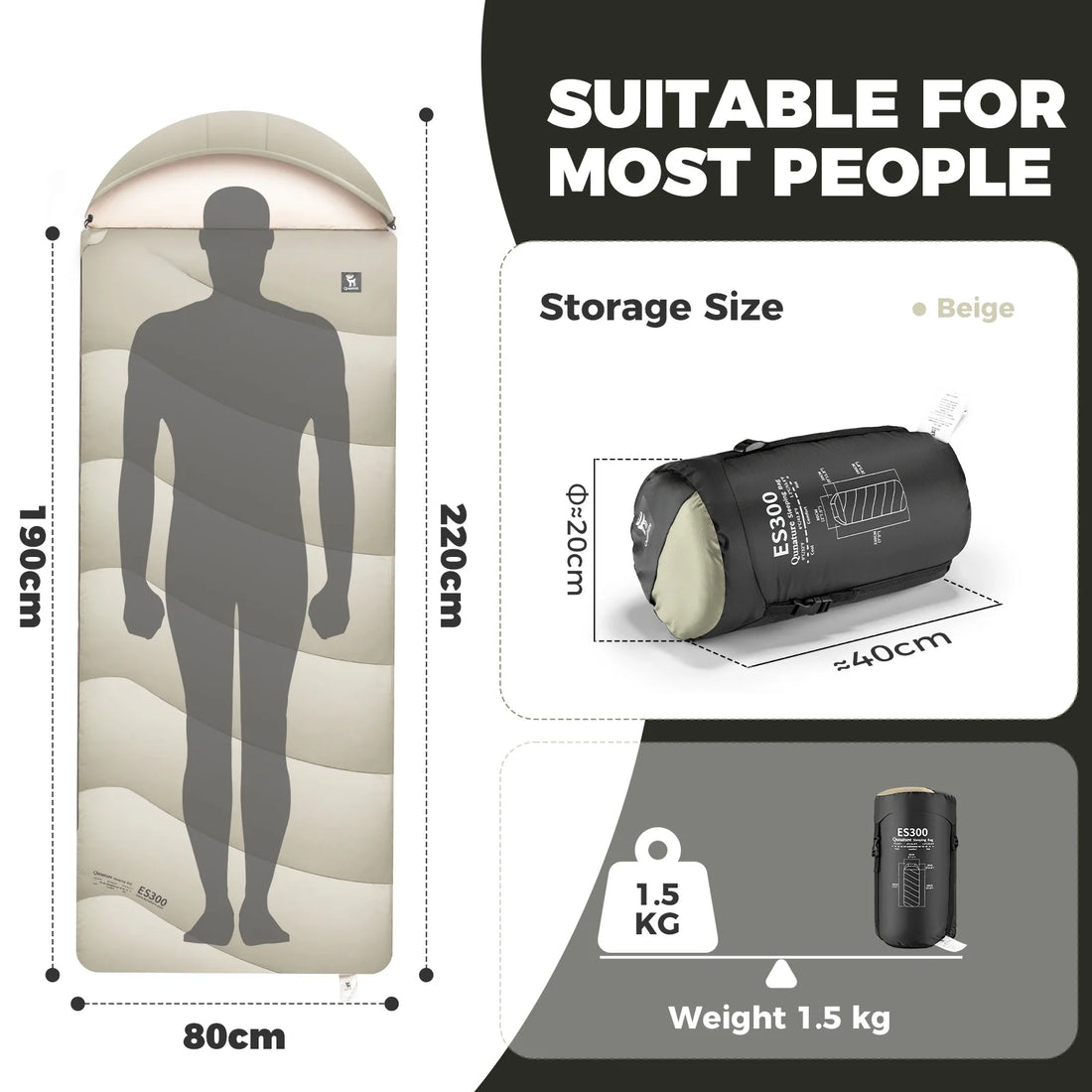 Cotton Envelope Sleeping Bag with Compression Sack for Camping
